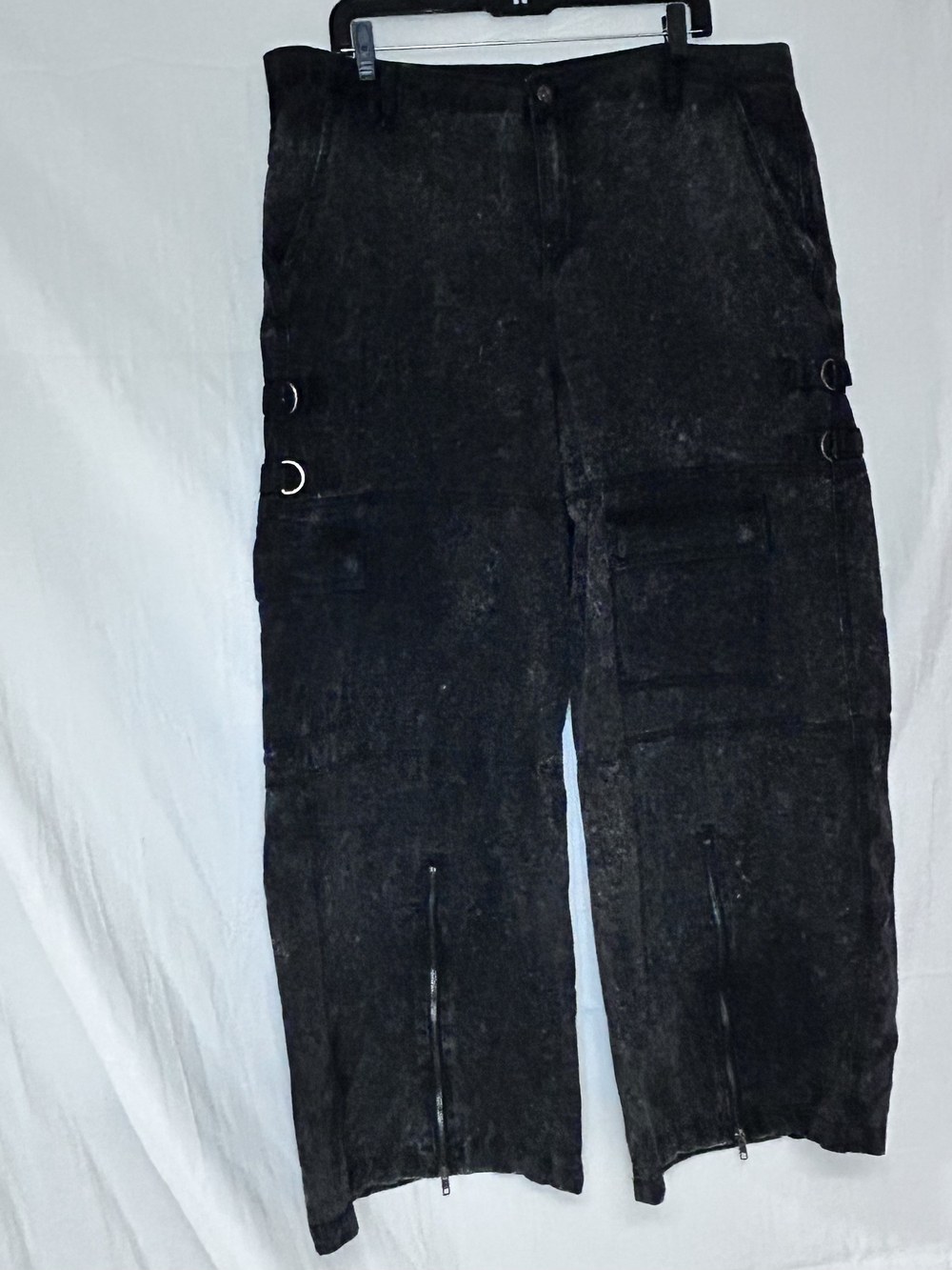Women's Black Cargo Utility Pants with Zipper Ankles